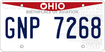 OH license plate GNP7268