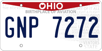 OH license plate GNP7272