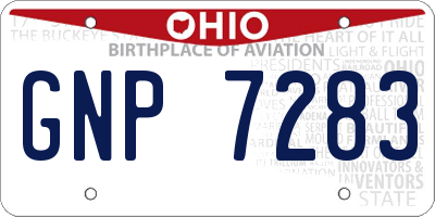 OH license plate GNP7283