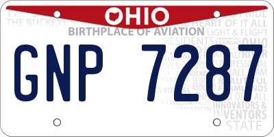OH license plate GNP7287
