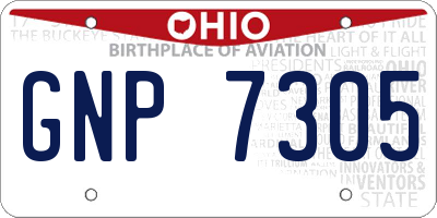 OH license plate GNP7305
