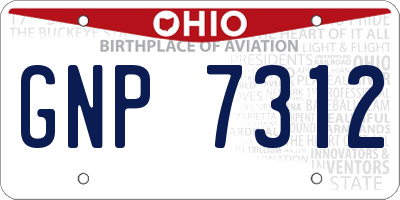 OH license plate GNP7312