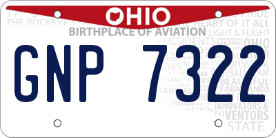 OH license plate GNP7322