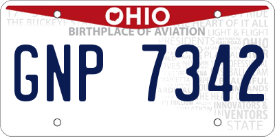 OH license plate GNP7342