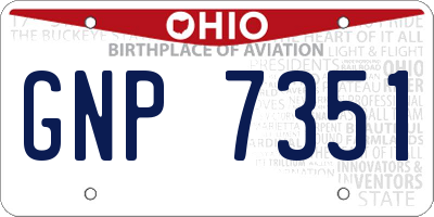 OH license plate GNP7351