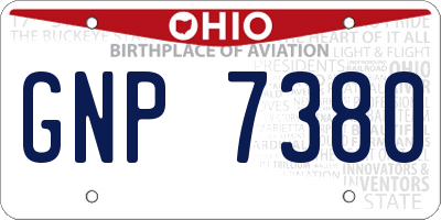 OH license plate GNP7380