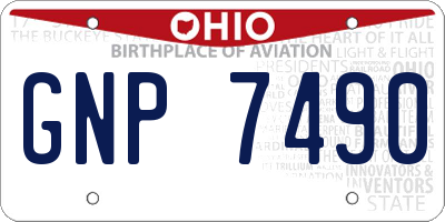 OH license plate GNP7490