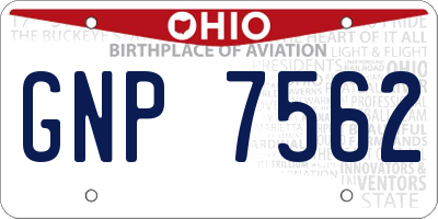 OH license plate GNP7562