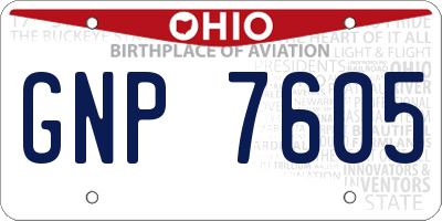 OH license plate GNP7605
