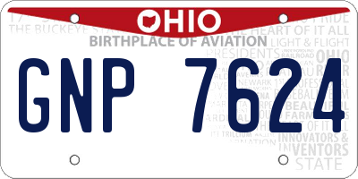 OH license plate GNP7624