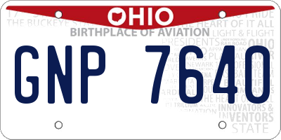 OH license plate GNP7640