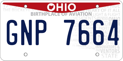 OH license plate GNP7664