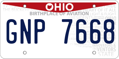OH license plate GNP7668