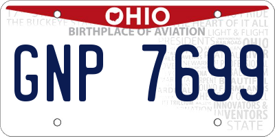 OH license plate GNP7699