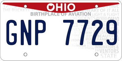 OH license plate GNP7729