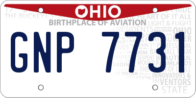 OH license plate GNP7731