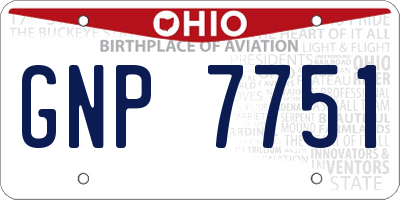 OH license plate GNP7751