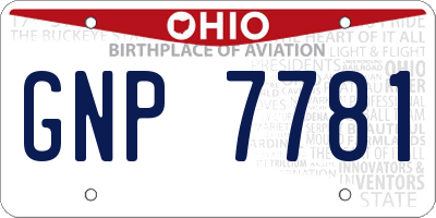OH license plate GNP7781