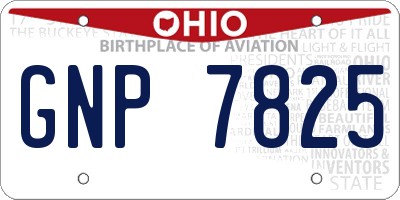 OH license plate GNP7825