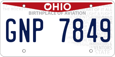 OH license plate GNP7849
