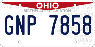 OH license plate GNP7858