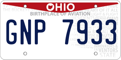 OH license plate GNP7933