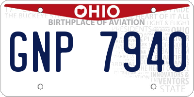 OH license plate GNP7940