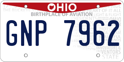 OH license plate GNP7962