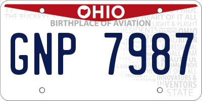 OH license plate GNP7987