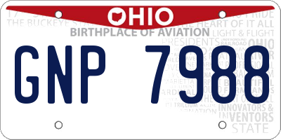 OH license plate GNP7988