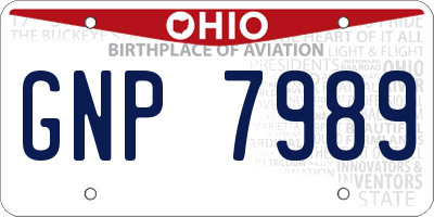 OH license plate GNP7989