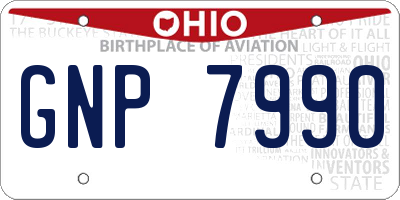 OH license plate GNP7990