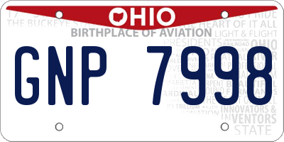 OH license plate GNP7998