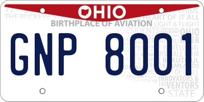 OH license plate GNP8001