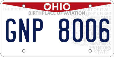 OH license plate GNP8006