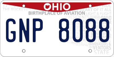 OH license plate GNP8088