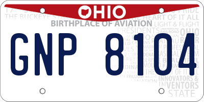 OH license plate GNP8104
