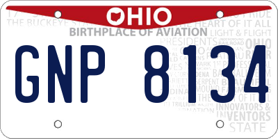 OH license plate GNP8134