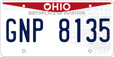 OH license plate GNP8135