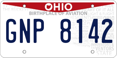 OH license plate GNP8142
