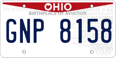 OH license plate GNP8158