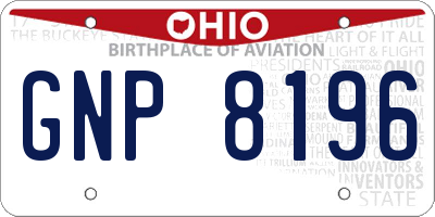 OH license plate GNP8196