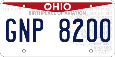 OH license plate GNP8200