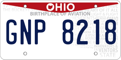 OH license plate GNP8218