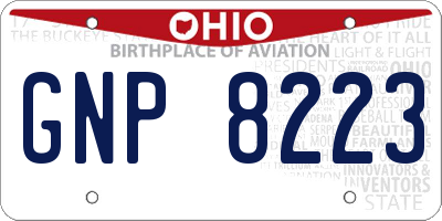 OH license plate GNP8223
