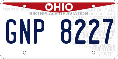 OH license plate GNP8227