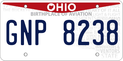OH license plate GNP8238