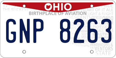 OH license plate GNP8263