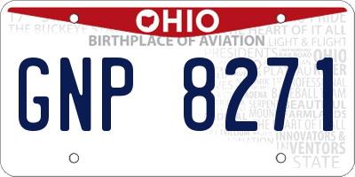 OH license plate GNP8271
