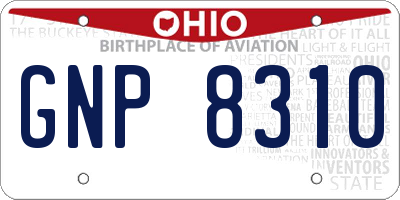OH license plate GNP8310